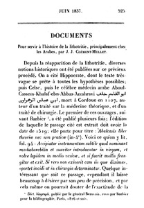 Pour servir à l'histoire de la lithotritie, principalement chez les Arabes